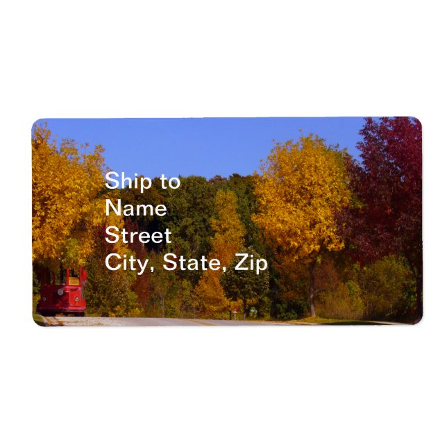 Ägg Harbour, WI Fall Season med Trolley Car Fraktsedel (Framsidan)