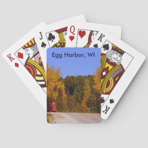 Ägg Harbour, WI Fall Season med Trolley Car Kortlek