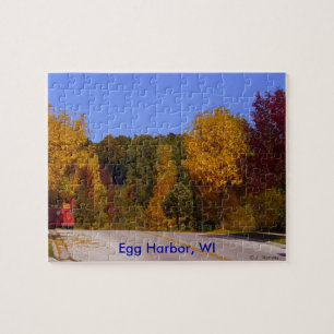 Ägg Harbour, WI Fall Season med Trolley Car Pussel