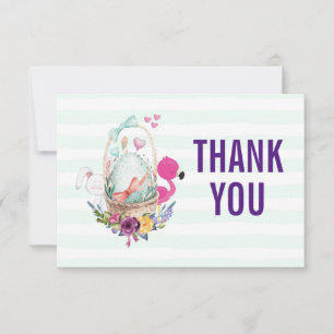 Ägg i Basket med Flamingo och Bunny Tack Inbjudningar