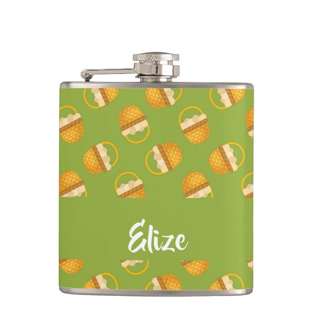 Ägg i bruna basket på grönt fickplunta (Framsidan)