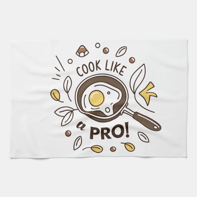 Ägg i Pan Illustration - Delicious Breakfast Art Kökshandduk (Horisontell)