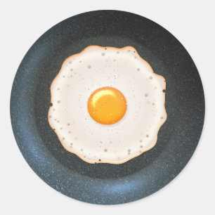 Ägg i Pan - Sticker Runt Klistermärke