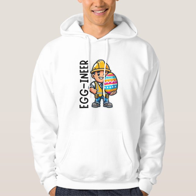 Ägg-ingenjör Rolig påsk Ingenjör Hoodie (Framsida)