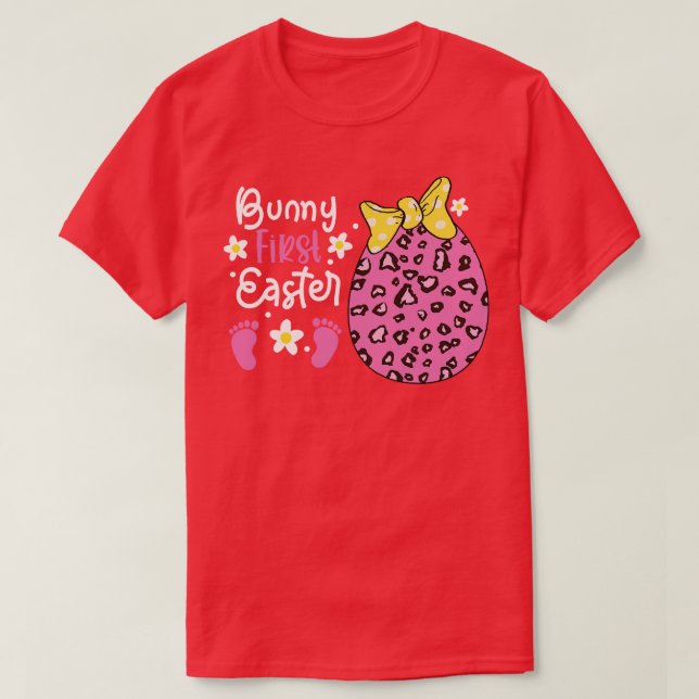 Ägg Leopard Påsk Day Gravid Bunny First Öster T Shirt (Design framsida)