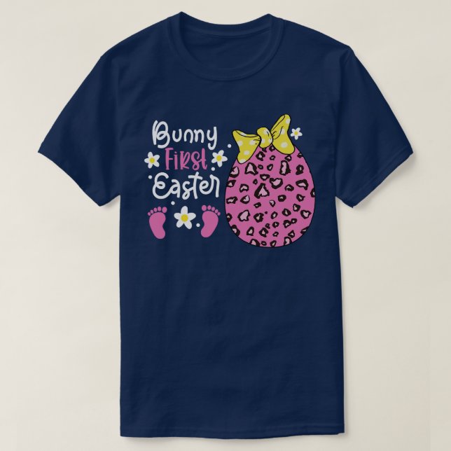 Ägg Leopard Påsk Day Gravid Bunny First Öster T Shirt (Design framsida)