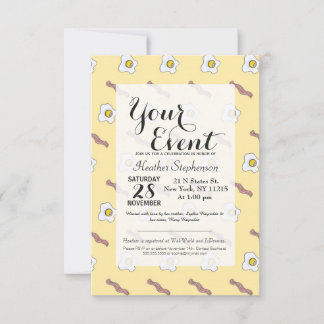 Ägg och Bacon Breakfast Foodie Funny Mönster Inbjudningar