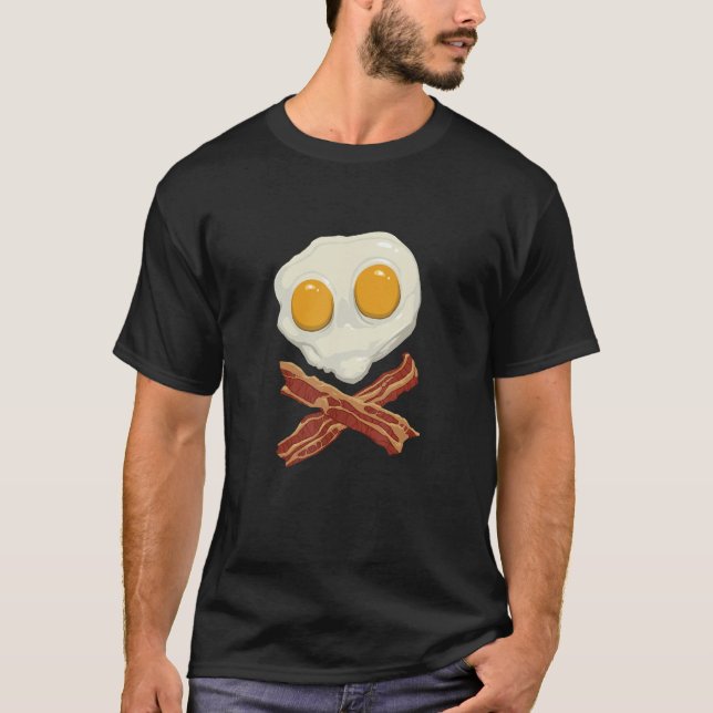 Ägg och Bacon Dödskalle och korslagda ben T Shirt (Framsida)
