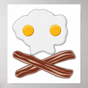 Ägg och Bacon Dödskalle Rolig Affisch