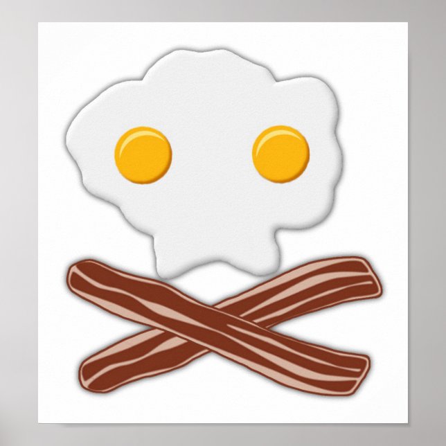 Ägg och Bacon Dödskalle Rolig Affisch (Framsidan)