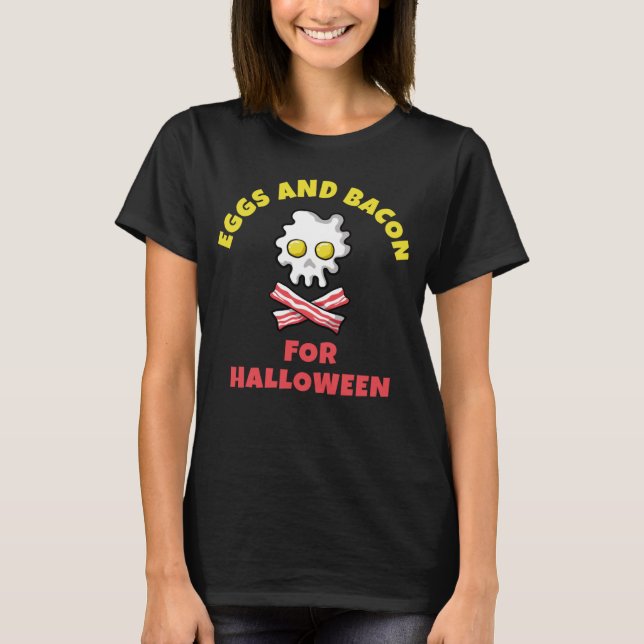 Ägg och bacon för Halloween Skull n'Bones Design T Shirt (Framsida)