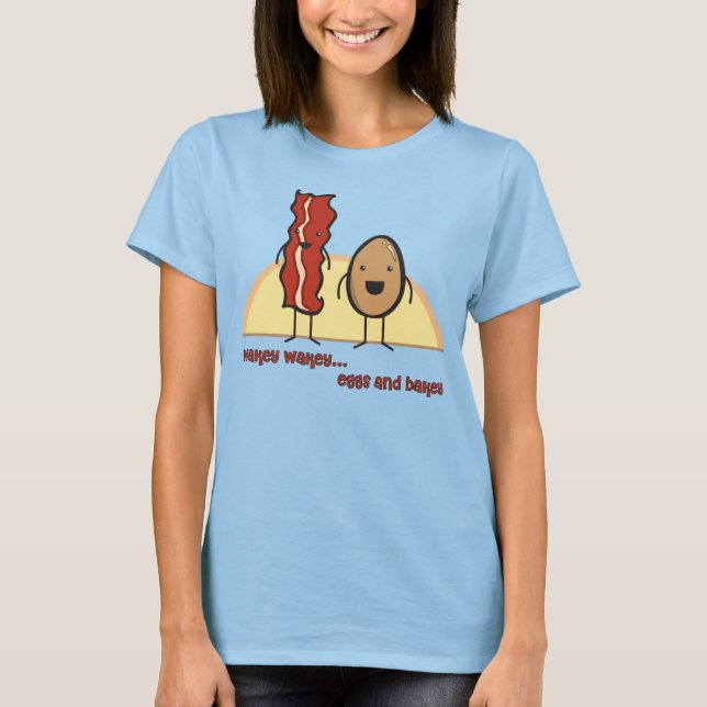 Ägg och Bacon Girls Ringer T Shirt (Framsida)