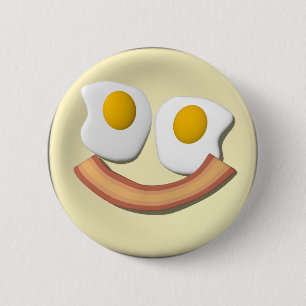 Ägg och baconansikte. knapp
