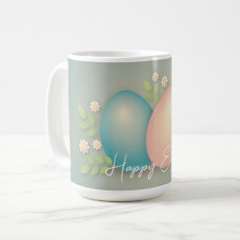 Ägg och blått glad påsk i vår blommor kaffemugg