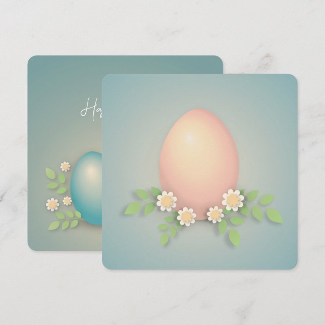 Ägg och blommor från glad påsk tack kort (Fram/baksida)