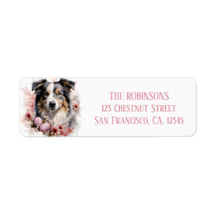 Ägg och blommor från påsk Australian shepherd - Returadress Etikett
