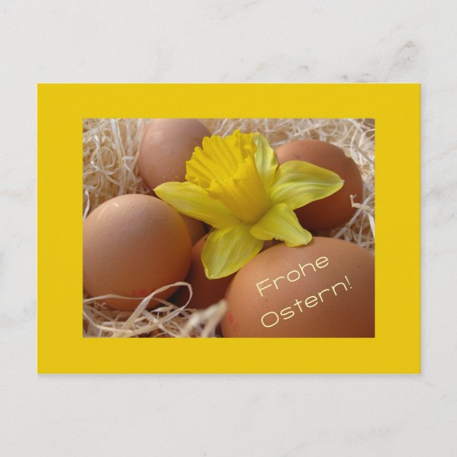Ägg och daffodil påsk hälsning - german helg vykort (Framsida)