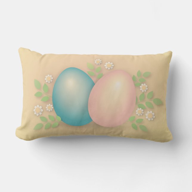 Ägg och gult av blommor från glad påsk lumbarkudde (Framsida)