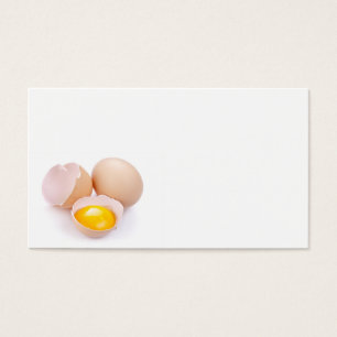 Ägg på vitbakgrund. ÄggYolk och äggskal Visitkort