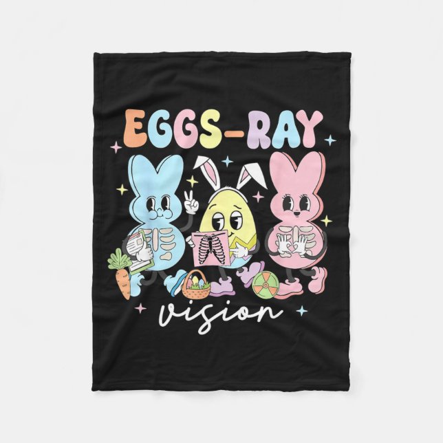 Ägg-Ray Vision Bunny Påskteknolog Xray Rad Fleecefilt (Framsidan)
