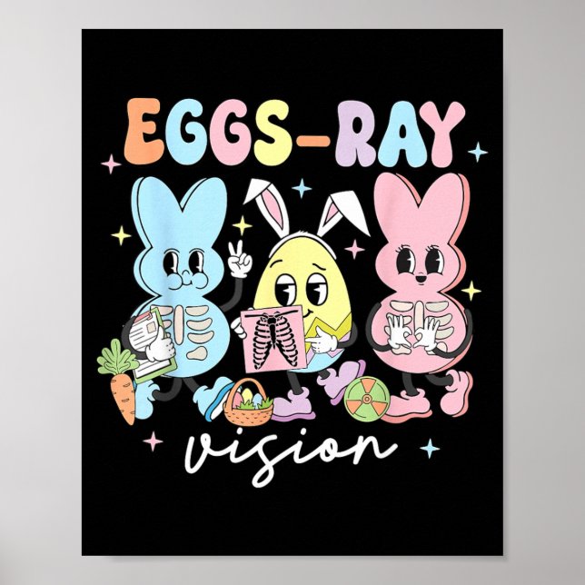 Ägg-Ray Vision Bunny Påskteknolog Xray Rad Poster (Framsidan)
