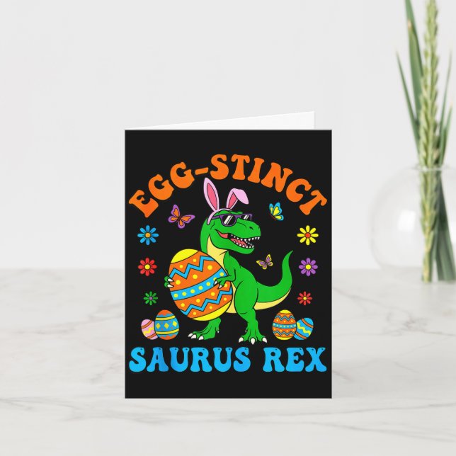 Ägg-stinkt saurus rex ägg kanin t rex påskdag kort (Framsida)