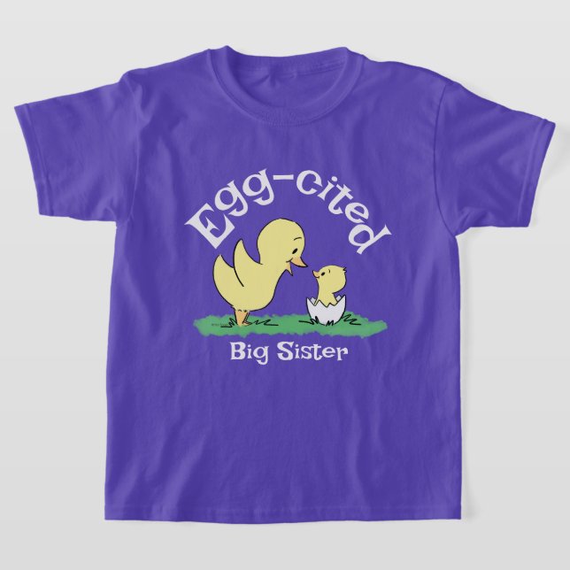 Ägg-störd Storasyster Söt Syskon Lila T-Shirt (Laydown)