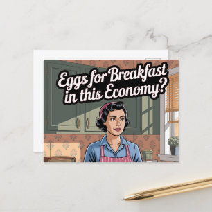 Ägg till frukost i den här ekonomin Retro Kitchen Vykort