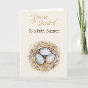 Ägg tre bygga bo baby showerkortinbjudan inbjudan