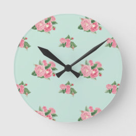 Äggblått blommigt i anka rund klocka