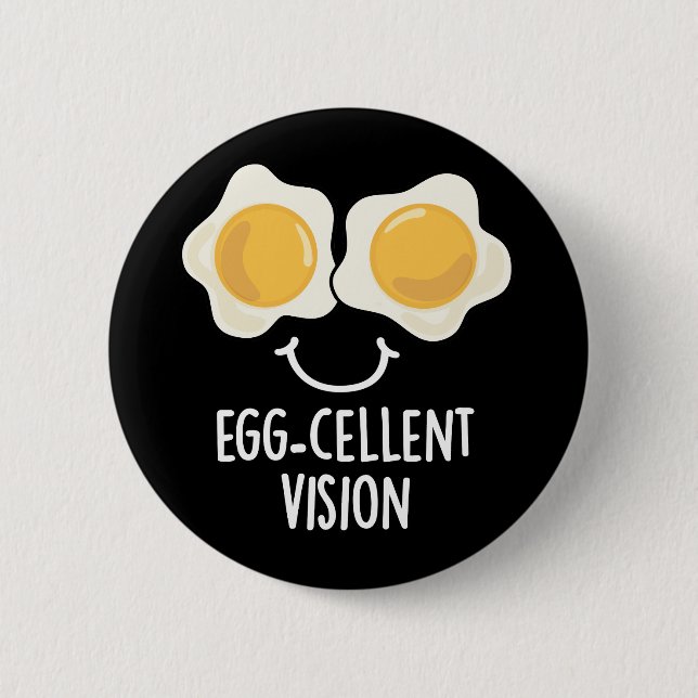 Äggcellent Vision Funny Egg Pun Mörk BG Knapp (Framsida)