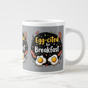 Äggciterad för Breakfast Funny Foodie Pun Design Jumbo Mugg