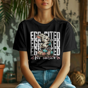 Äggciterad för Påsk Vintage Lycklig Bunny T Shirt