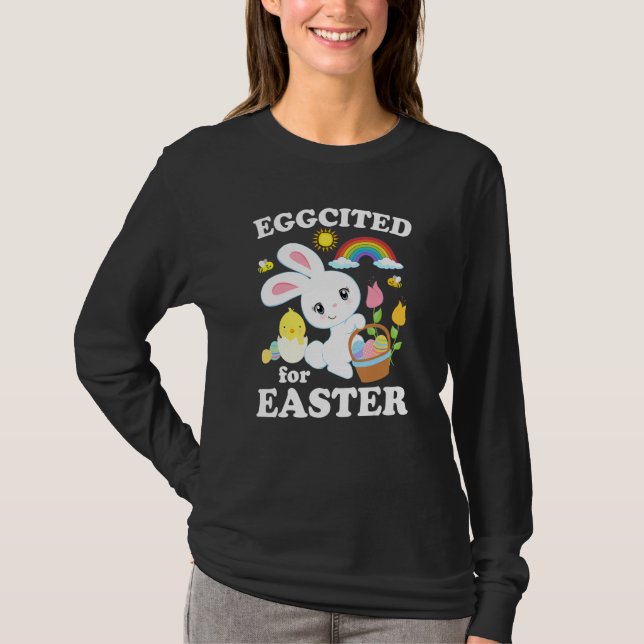 Äggciterade för Påsk Påskhare Pun Rainbow Eggs T Shirt (Framsida)
