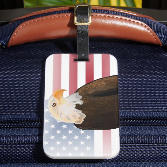 Äggel med Fästad amerikansk Flagga Bagagebricka (Framsida Insitu 2)