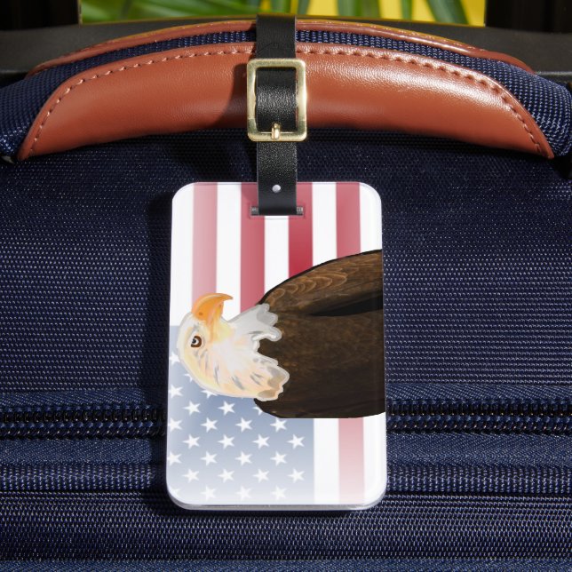 Äggel med Fästad amerikansk Flagga Bagagebricka (Framsida Insitu 2)