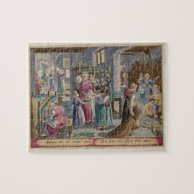 Äggen kläcker behörigen in i maskar, dem är täckt pussel (Horisontell)