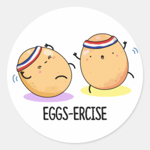 Äggercise Cute Aerobic Eggs Pun Runt Klistermärke
