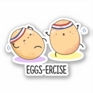 Äggercise Cute Aerobic Eggs Pun Sticker Klistermärken