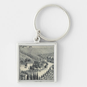 Äggers Vineyard, Fresno Fyrkantig Silverfärgad Nyckelring