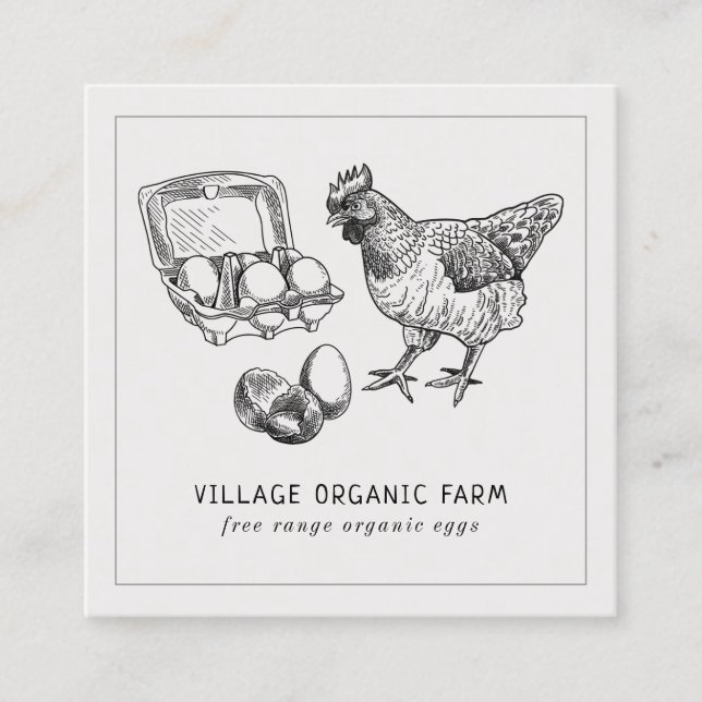 Ägggård för grått Organic Free Range Fyrkantigt Visitkort (Framsida)