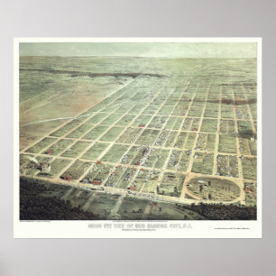 Ägghamnstad, panorama- karta för NJ - 1865 Poster