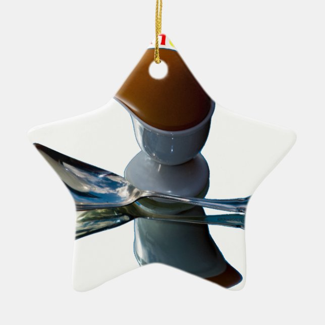 Ägghuvudets Quirky-design Julgransprydnad Keramik (Framsidan)