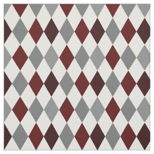Aggie Maroon & Grått Argyle Mönster Fabric Tyg