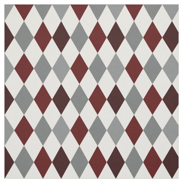 Aggie Maroon & Grått Argyle Mönster Fabric Tyg (Provkarta)