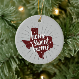 Aggie Maroon Home Sweet Home - Texas Julgransprydnad Keramik