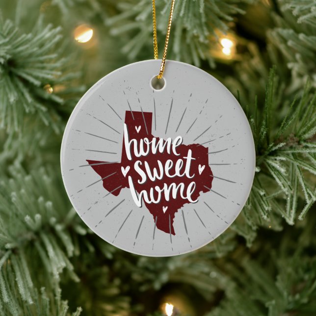 Aggie Maroon Home Sweet Home - Texas Julgransprydnad Keramik (Träd)