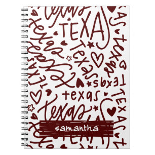 Aggie Maroon Texas Doodle Mönster Anteckningsbok