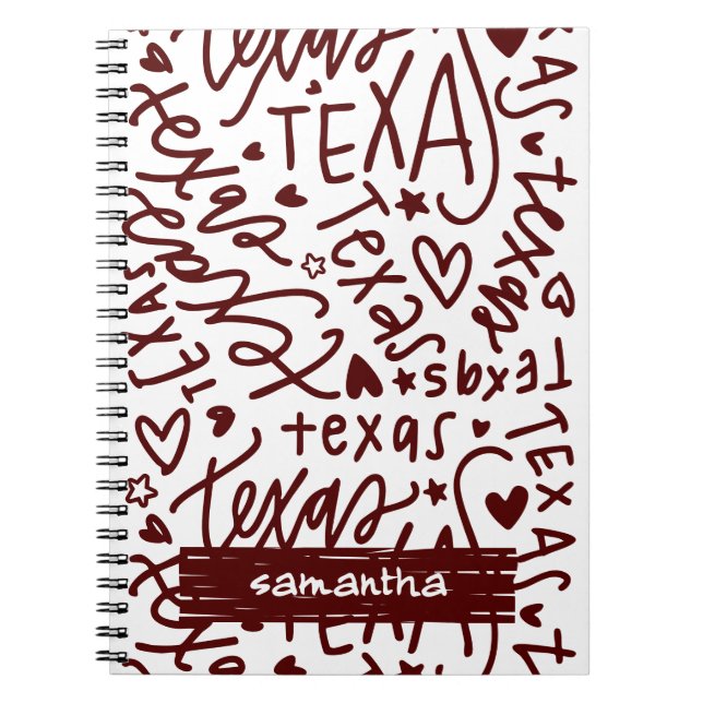 Aggie Maroon Texas Doodle Mönster Anteckningsbok (Framsidan)