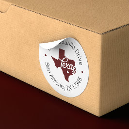 Aggie Maroon Texas Heart Cutout Address Label Runt Klistermärke
